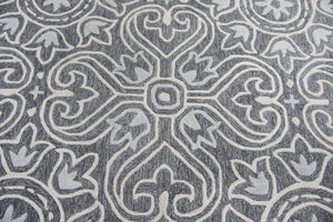 Alora Decor Lavine Hand-Tufted Gray Wool Runner 2'6"X8' — Transitional Tulip & Fleur-De-Lis Motif, Durable Elegance LAVLV101133462608