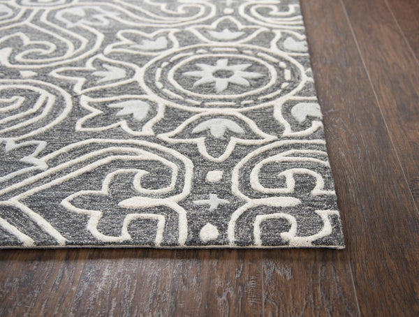 Alora Decor Lavine Hand-Tufted Wool Rug With Dimensional Tulip & Fleur-De-Lis Motif In Soft Gray And Blue Finish 8' x 10' LAVLV101133460810