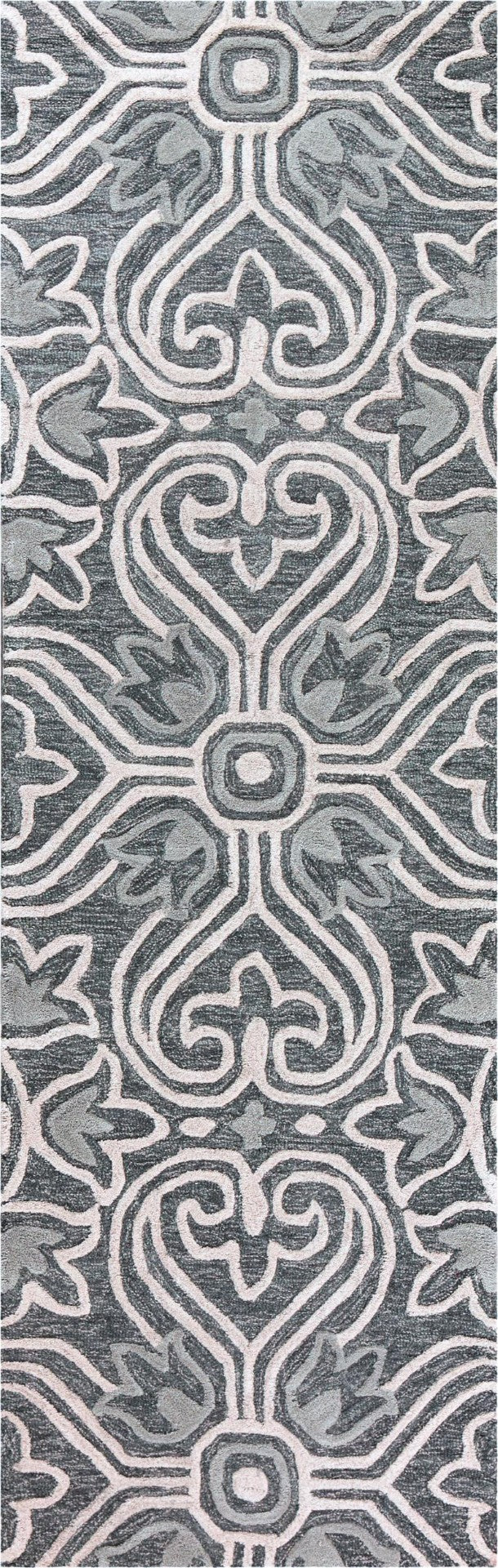 Alora Decor Lavine Hand-Tufted Gray Wool Runner 2'6"X8' — Transitional Tulip & Fleur-De-Lis Motif, Durable Elegance LAVLV101133462608