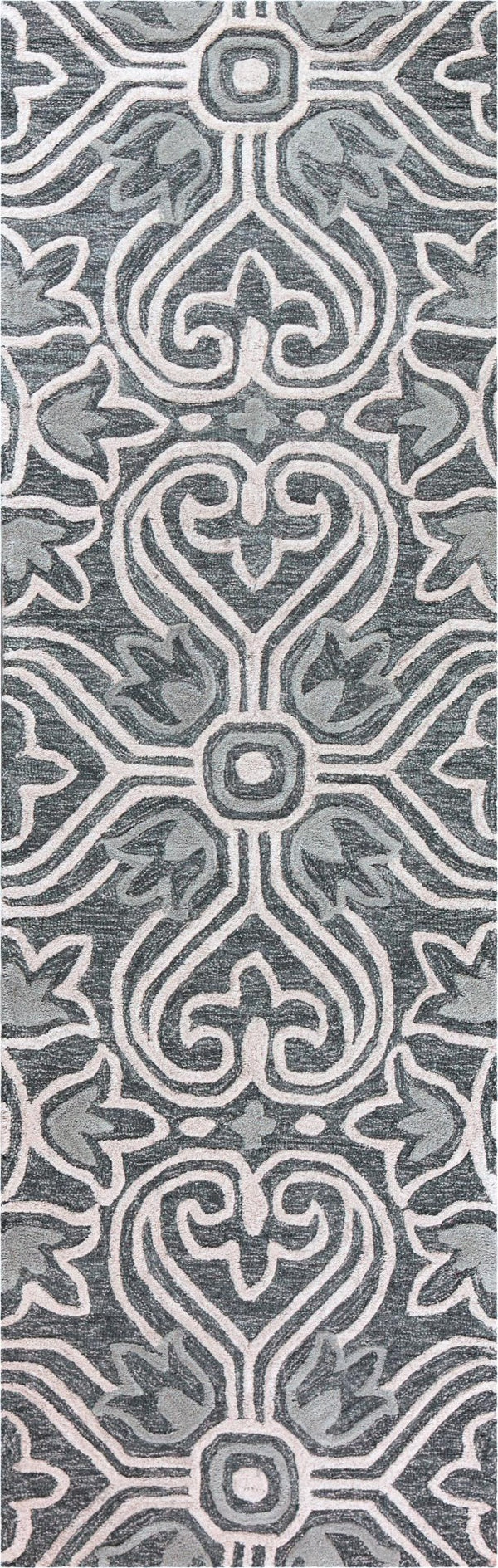 Alora Decor Lavine Hand-Tufted Gray Wool Runner 2'6"X8' — Transitional Tulip & Fleur-De-Lis Motif, Durable Elegance LAVLV101133462608