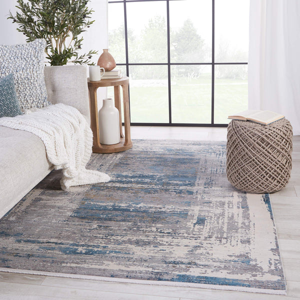 Jaipur Living Jaipur Living Rialto Abstract Viscose Acrylic Rug with Carved High-low Pile Texture Blue 8'X11' RUG149799