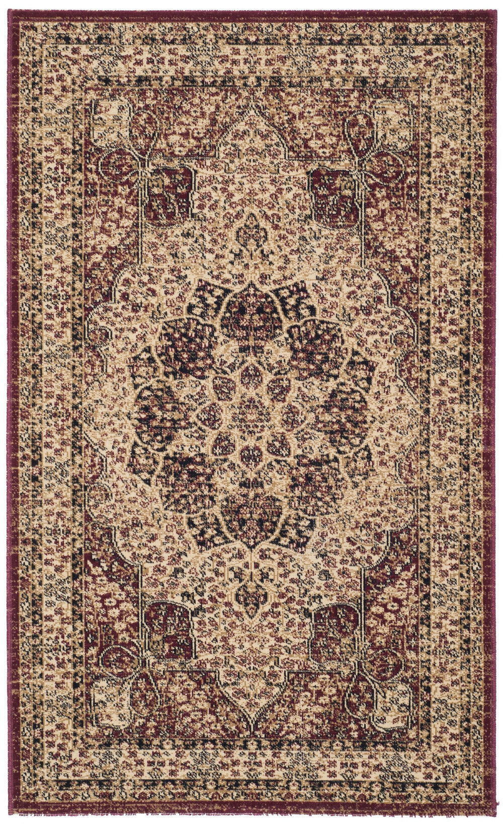 Safavieh Lavar 3' X 5' Area Rug - Elegant Cream & Red Medallion Design, Eco-friendly, Timeless Beauty Creme ,Red 59% Cotton 32% Jute 9% Polypropylene Lvk621b-3
