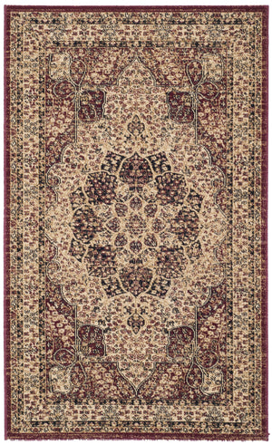 Safavieh Lavar 3' X 5' Area Rug - Elegant Cream & Red Medallion Design, Eco-friendly, Timeless Beauty Creme ,Red 59% Cotton 32% Jute 9% Polypropylene Lvk621b-3