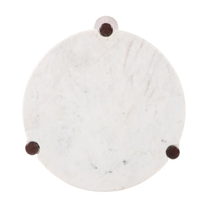 Union Home Carver Side Table - Elegant Stone Top With Fsc Certified Oak Legs, Stylish Home Accent Furniture Brown Fsc Certified Oak Wood,White Marble Lvr00816