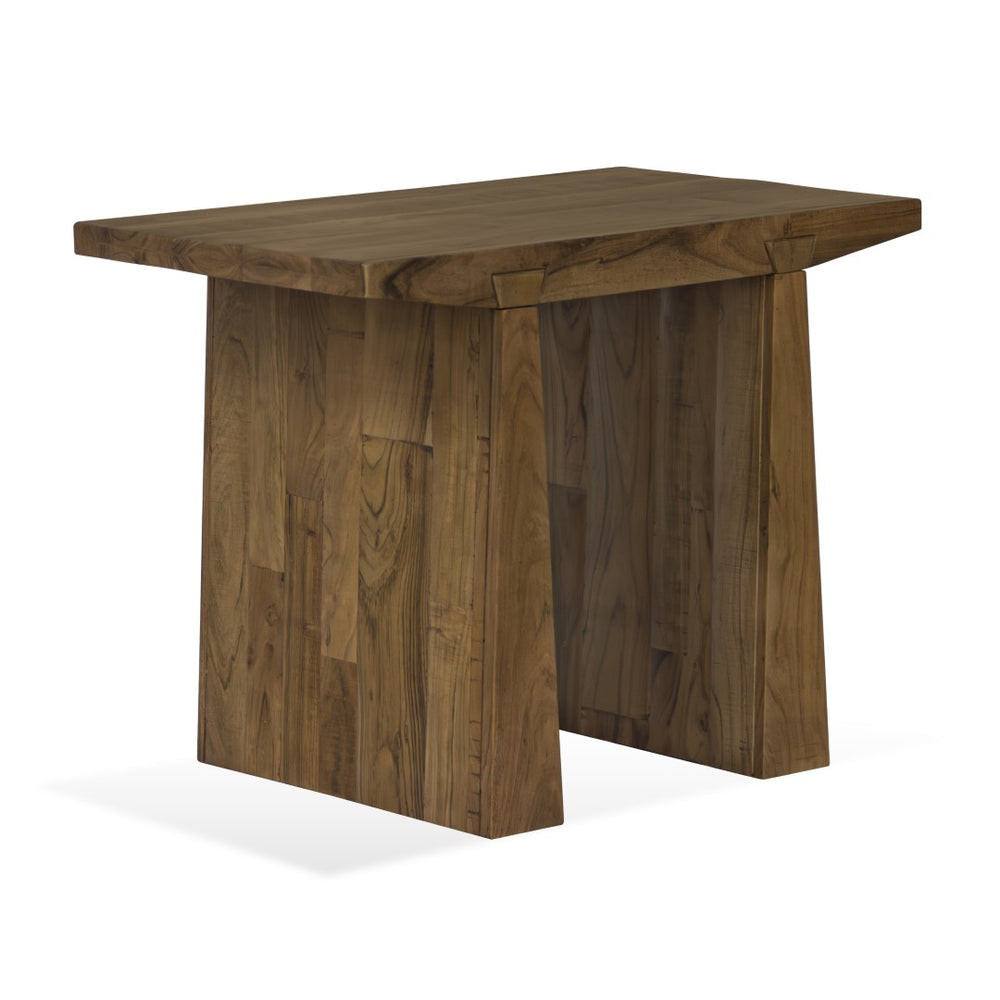 Union Home Keystone Reclaimed Wood Side Table - Unique Rustic Design With Bold Dovetail Joints & Warm Finish Weathered Brown  Reclaimed Wood Lvr00835