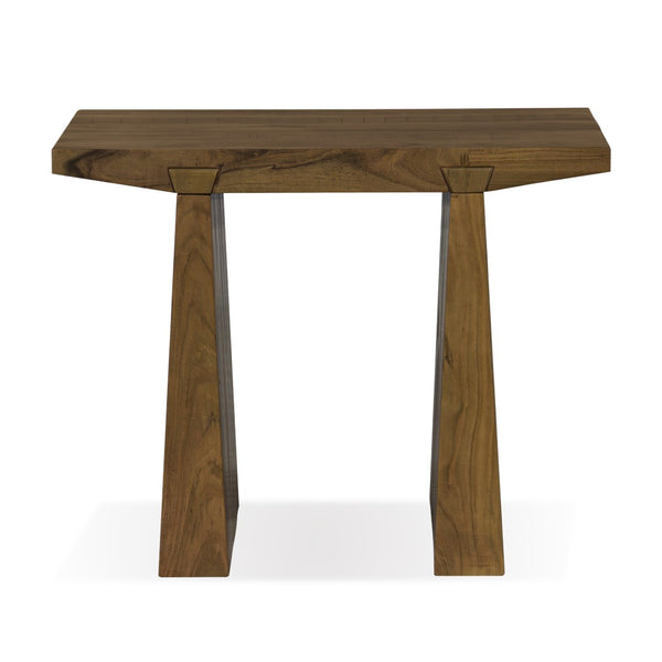 Union Home Keystone Reclaimed Wood Side Table - Unique Rustic Design With Bold Dovetail Joints & Warm Finish Weathered Brown  Reclaimed Wood Lvr00835