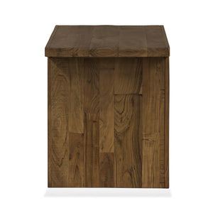 Union Home Keystone Reclaimed Wood Side Table - Unique Rustic Design With Bold Dovetail Joints & Warm Finish Weathered Brown  Reclaimed Wood Lvr00835