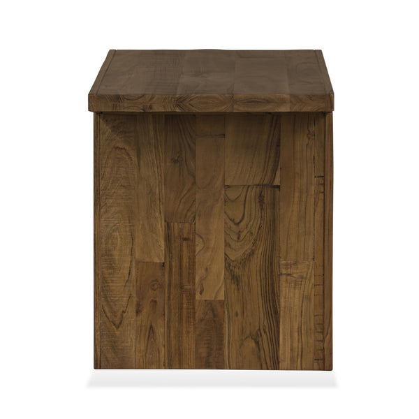 Union Home Keystone Reclaimed Wood Side Table - Unique Rustic Design With Bold Dovetail Joints & Warm Finish Weathered Brown  Reclaimed Wood Lvr00835
