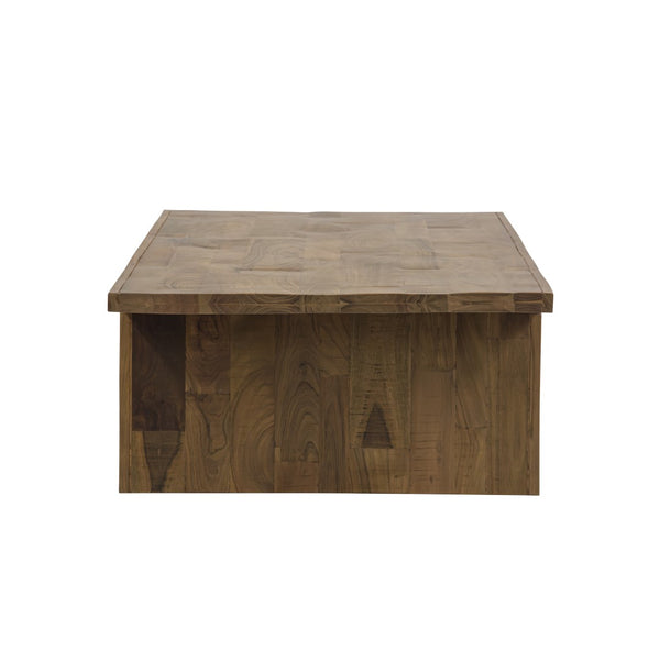 Union Home Keystone Reclaimed Wood Coffee Table - Rustic Elegance With Unique Dovetail Joints & Walnut Finish Weathered Brown  Reclaimed Wood Lvr00836
