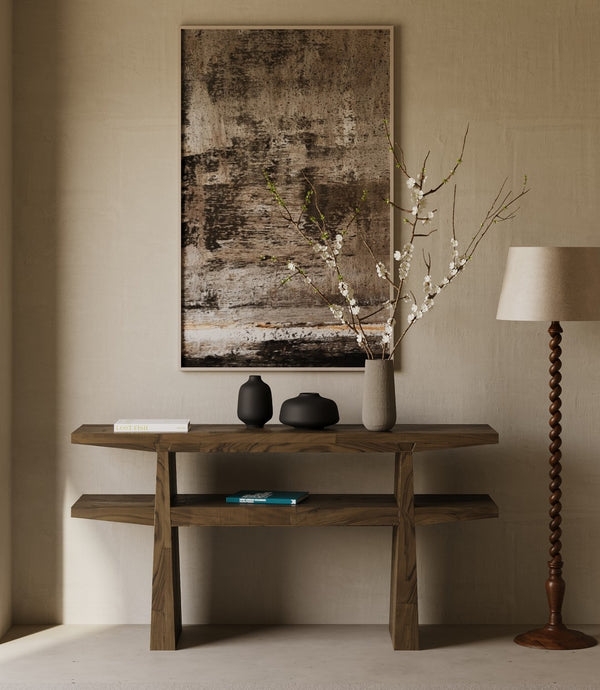 Union Home Keystone Reclaimed Wood Console - Rustic Charm With Bold Dovetail Joints & Weathered Brown Finish Weathered Brown  Reclaimed Wood Lvr00837