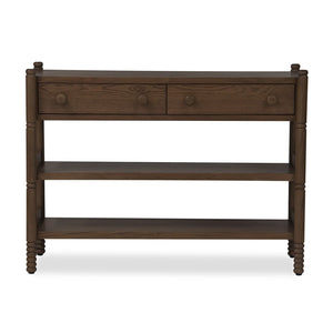 Union Home Molly Oak Console Table – Modern Cottage Style With Solid Wood Legs, Veneered Drawers, And Lower Shelf Light Walnut Finish Fsc Certified Oak Wood,Oak Veneer Lvr00838