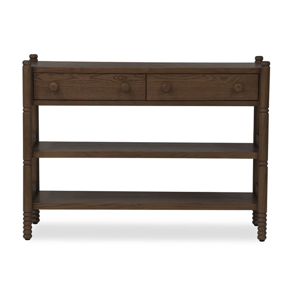 Union Home Molly Oak Console Table – Modern Cottage Style With Solid Wood Legs, Veneered Drawers, And Lower Shelf Light Walnut Finish Fsc Certified Oak Wood,Oak Veneer Lvr00838