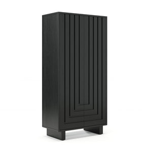 Union Home Array Solid Wood Geometric Storage Cabinet With Intricate Design And Spacious Shelving Solution Charcoal Plantation Grown Hardwood Lvr00846