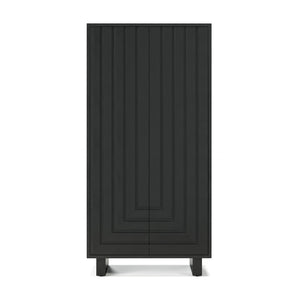 Union Home Array Solid Wood Geometric Storage Cabinet With Intricate Design And Spacious Shelving Solution Charcoal Plantation Grown Hardwood Lvr00846