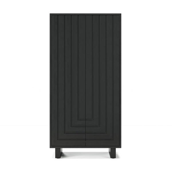 Union Home Array Solid Wood Geometric Storage Cabinet With Intricate Design And Spacious Shelving Solution Charcoal Plantation Grown Hardwood Lvr00846