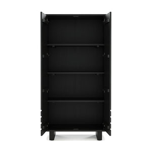 Union Home Array Solid Wood Geometric Storage Cabinet With Intricate Design And Spacious Shelving Solution Charcoal Plantation Grown Hardwood Lvr00846