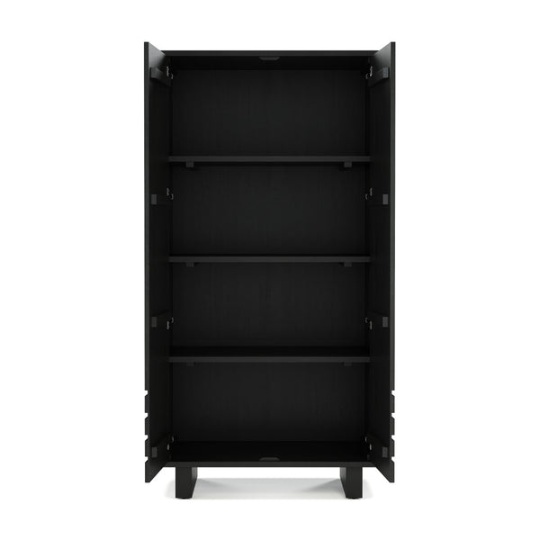 Union Home Array Solid Wood Geometric Storage Cabinet With Intricate Design And Spacious Shelving Solution Charcoal Plantation Grown Hardwood Lvr00846