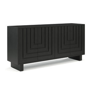Union Home Array Solid Wood Geometric Storage Cabinet With Intricate Design And Spacious Shelving Solution Charcoal Plantation Grown Hardwood Lvr00847
