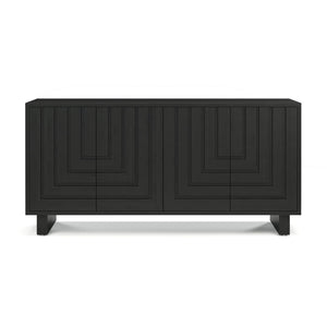 Union Home Array Solid Wood Geometric Storage Cabinet With Intricate Design And Spacious Shelving Solution Charcoal Plantation Grown Hardwood Lvr00847