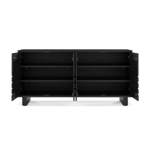 Union Home Array Solid Wood Geometric Storage Cabinet With Intricate Design And Spacious Shelving Solution Charcoal Plantation Grown Hardwood Lvr00847
