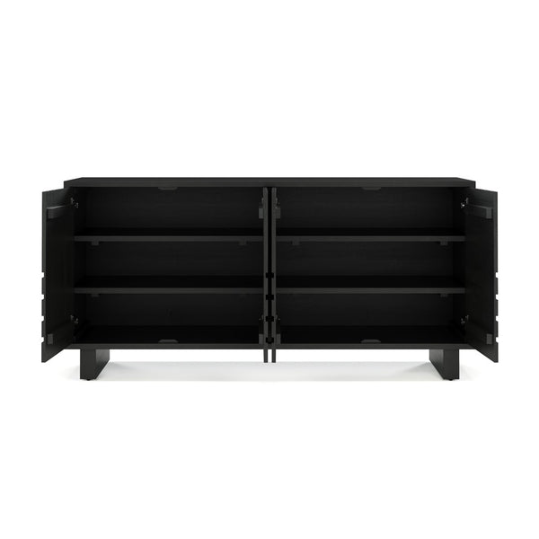 Union Home Array Solid Wood Geometric Storage Cabinet With Intricate Design And Spacious Shelving Solution Charcoal Plantation Grown Hardwood Lvr00847