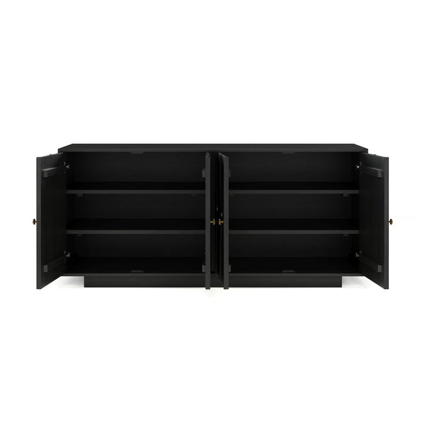 Union Home Roma Solid Wood Sideboard - Elegant Oak Design With Adjustable Shelves For Modern & Traditional Spaces Charcoal Plantation Grown Hardwood Lvr00848