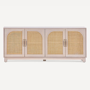 Union Home Grace 72'' Sideboard - Elegant Oak Grain With Warm Vanilla Finish, Cane Doors & Brass Handles For Timeless Style Warm Vanilla Finish Plantation Grown Hardwood,Oak Veneer,Cane Lvr00921