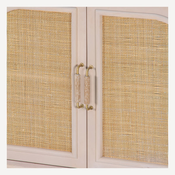 Union Home Grace 72'' Sideboard - Elegant Oak Grain With Warm Vanilla Finish, Cane Doors & Brass Handles For Timeless Style Warm Vanilla Finish Plantation Grown Hardwood,Oak Veneer,Cane Lvr00921