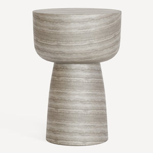 Union Home Arvo Outdoor Side Table - Sculptural Concrete Design For Indoor & Outdoor Use, Perfect For Drinks! Travertine Concrete Lvr00928