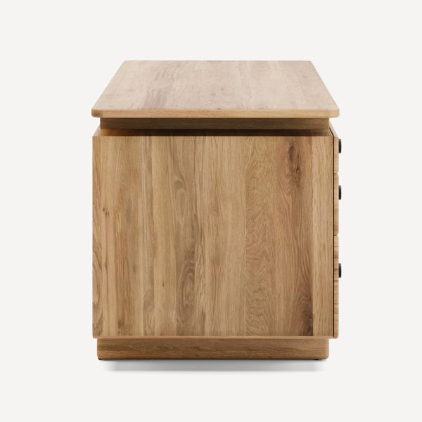 Union Home Valeria Desk - Elegant Fsc Certified Oak With 6 Drawers, Sculptural Design & Warm Cathedral Grain Natural Fsc Certified Oak Wood Lvr00929