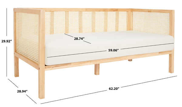 Safavieh Dune Rattan 3-Seater Sofa - Tropical Elegance With Plush Cushion For Comfortable Living Room Luxury White/Natural LVS1500A