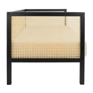 Safavieh Dune Rattan 3-Seater Sofa - Tropical Elegance With Plush Cushion For Comfortable Living Room Luxury White/Black LVS1500B