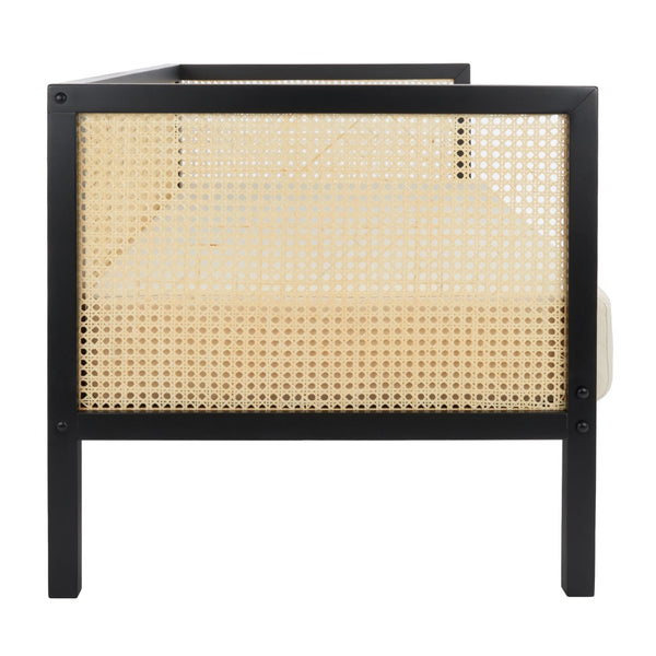 Safavieh Dune Rattan 3-Seater Sofa - Tropical Elegance With Plush Cushion For Comfortable Living Room Luxury White/Black LVS1500B