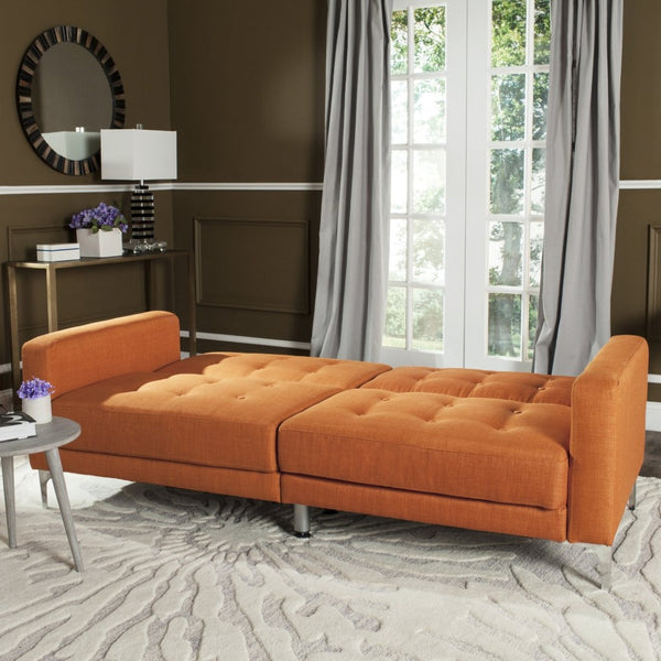 Safavieh Soho Modern Tufted Foldable Sofa Bed - Stylish Space-Saving Design For Versatile Living Solutions Orange LVS2000A