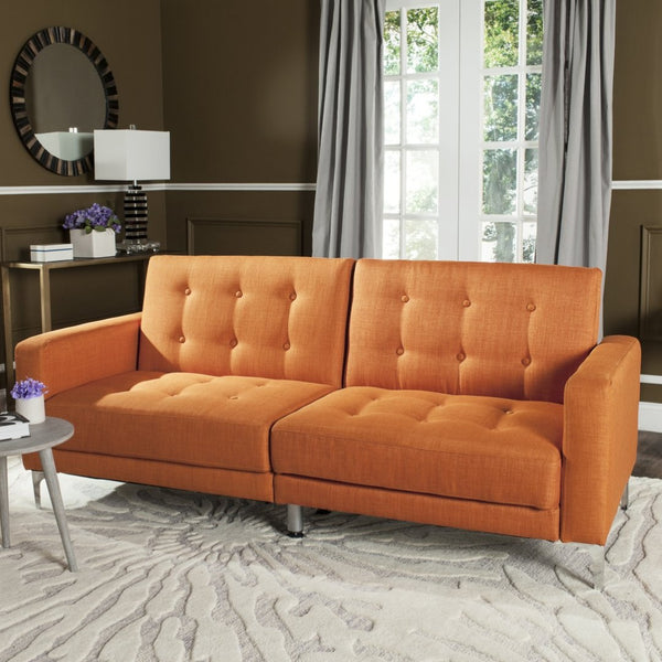 Safavieh Soho Modern Tufted Foldable Sofa Bed - Stylish Space-Saving Design For Versatile Living Solutions Orange LVS2000A
