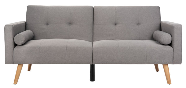 Safavieh Murray Retro-Inspired Foldable Futon Bed With Pillow – Stylish Sofa To Bed Solution For Any Space Dark Grey / Natural LVS2004A