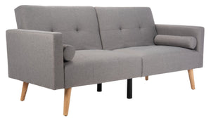 Safavieh Murray Retro-Inspired Foldable Futon Bed With Pillow – Stylish Sofa To Bed Solution For Any Space Dark Grey / Natural LVS2004A