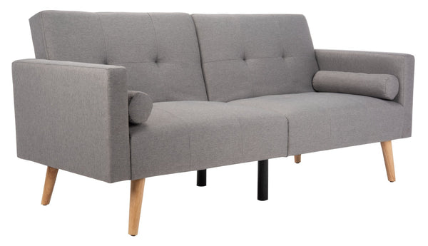 Safavieh Murray Retro-Inspired Foldable Futon Bed With Pillow – Stylish Sofa To Bed Solution For Any Space Dark Grey / Natural LVS2004A