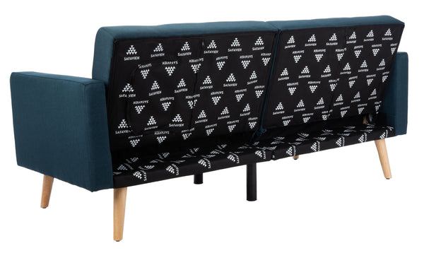 Safavieh Murray Retro-Inspired Foldable Futon Bed With Pillow – Stylish Sofa To Bed Solution For Any Space Navy / Natural LVS2004B