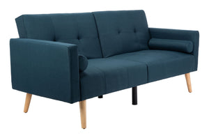 Safavieh Murray Retro-Inspired Foldable Futon Bed With Pillow – Stylish Sofa To Bed Solution For Any Space Navy / Natural LVS2004B