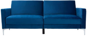 Safavieh Chelsea Versatile Foldable Futon Bed With Plush Upholstery And Sleek Design For Stylish Living Spaces Navy / Chrome LVS2005A