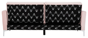 Safavieh Chelsea Versatile Foldable Futon Bed With Plush Upholstery And Sleek Design For Stylish Living Spaces Blush / Chrome LVS2005B