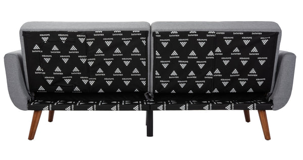 Safavieh Bushwick Versatile Foldable Futon Bed With Mid-Century Charm For Stylish Living Spaces And Guests Stone / Brown LVS2006A