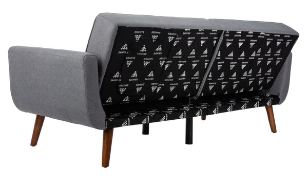 Safavieh Bushwick Versatile Foldable Futon Bed With Mid-Century Charm For Stylish Living Spaces And Guests Stone / Brown LVS2006A