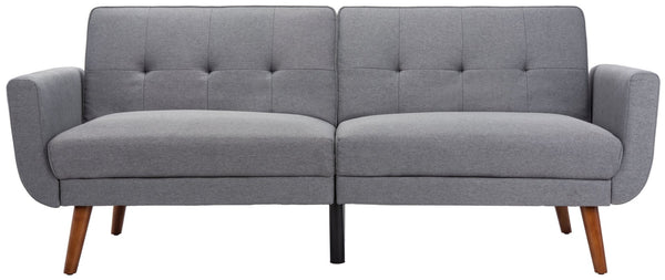 Safavieh Bushwick Versatile Foldable Futon Bed With Mid-Century Charm For Stylish Living Spaces And Guests Stone / Brown LVS2006A