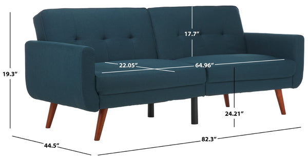Safavieh Bushwick Versatile Foldable Futon Bed With Mid-Century Charm For Stylish Living Spaces And Guests Navy / Brown LVS2006C
