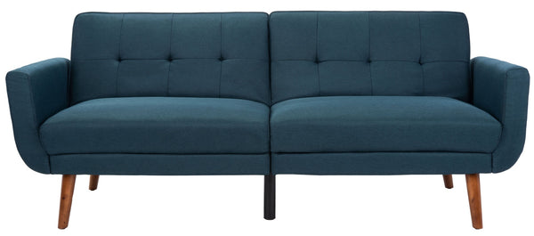 Safavieh Bushwick Versatile Foldable Futon Bed With Mid-Century Charm For Stylish Living Spaces And Guests Navy / Brown LVS2006C