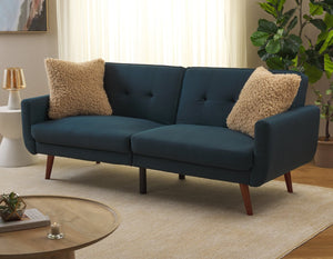 Safavieh Bushwick Versatile Foldable Futon Bed With Mid-Century Charm For Stylish Living Spaces And Guests Navy / Brown LVS2006C