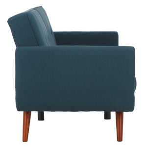 Safavieh Bushwick Versatile Foldable Futon Bed With Mid-Century Charm For Stylish Living Spaces And Guests Navy / Brown LVS2006C