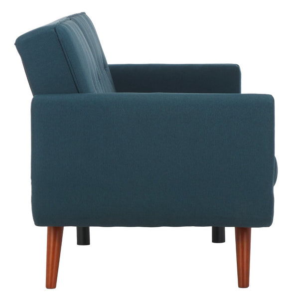 Safavieh Bushwick Versatile Foldable Futon Bed With Mid-Century Charm For Stylish Living Spaces And Guests Navy / Brown LVS2006C